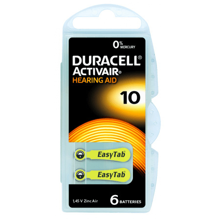 Bateria do aparatu słuchowego Duracell Activair 10