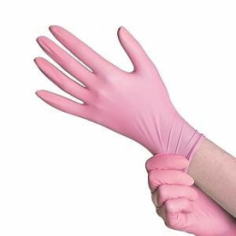 Rękawiczki nitrylowe różowe M 100 szt.