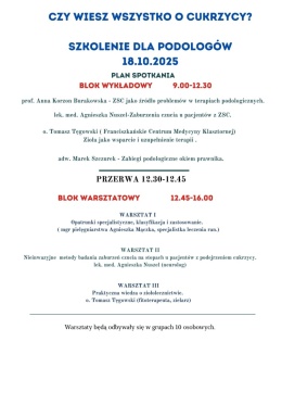 SZKOLENIE- CZY WIESZ WSZYSTKO O CUKRZYCY